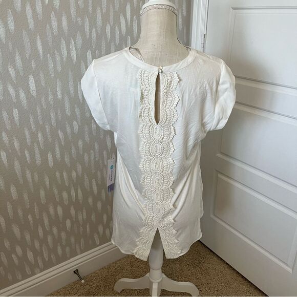 NWT Pale Sky Quin Cap Sleeve Top White Size Medium - Picture 5 of 6